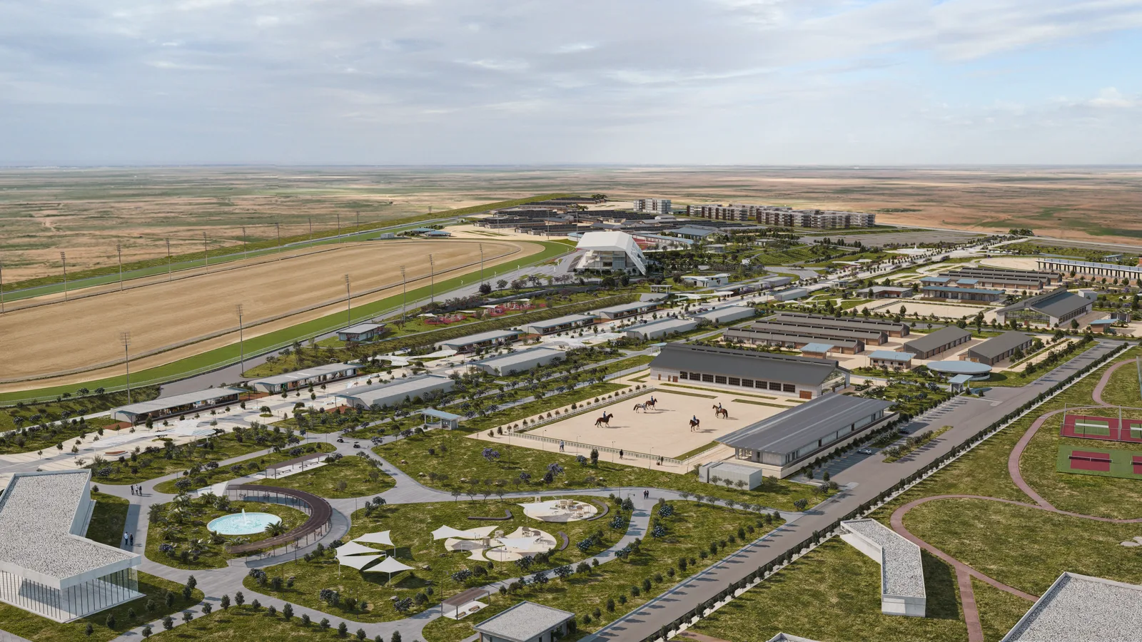 Site works at the Benghazi Hippodrome Project, a large equestrian and mixed-use development in Benghazi, Libya